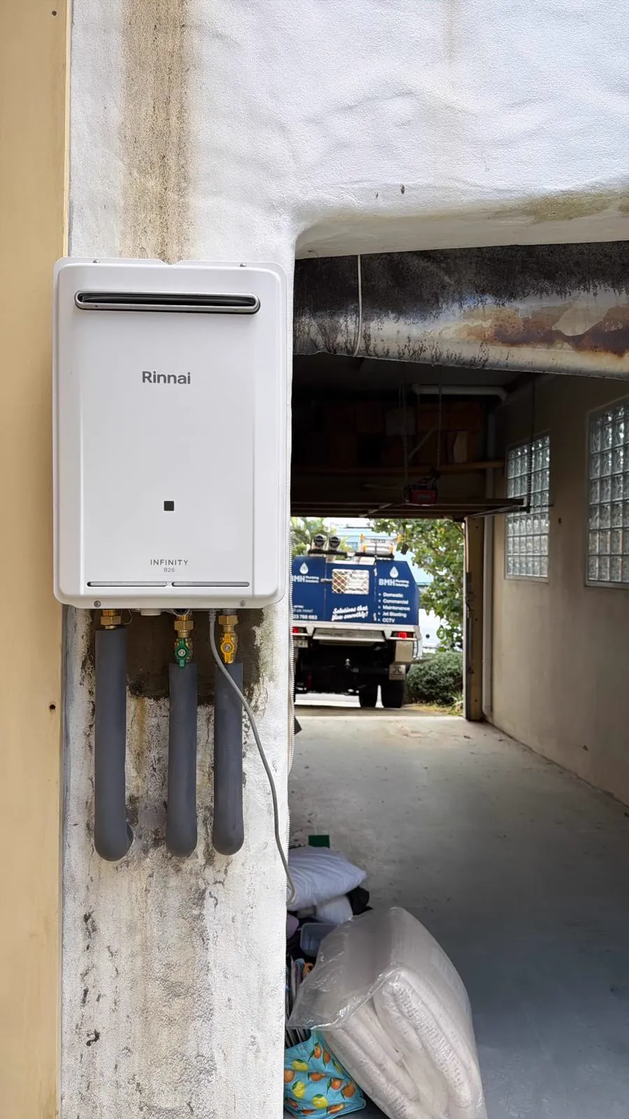 New Rinnai continuous flow hot water unit installed